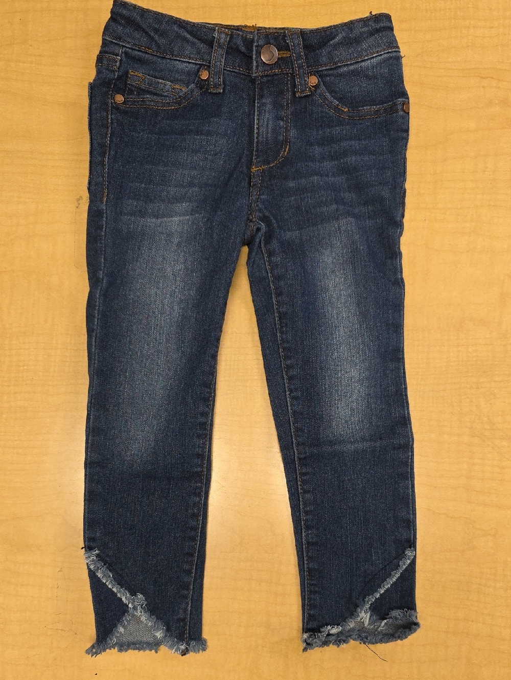 Joe's Jeans Dark Indigo Ankle Cropped Jeans with Frayed V-Cut Hem